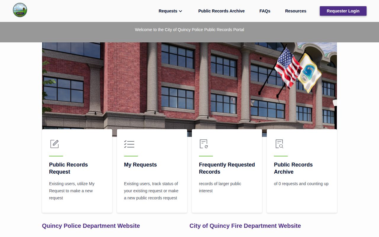 Quincy Police public records request and tracking portal