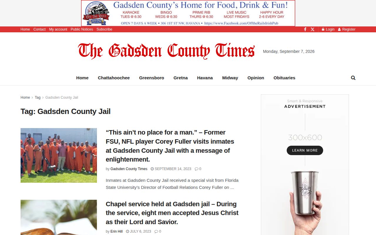Gadsden County weekly arrest log local newspaper archive
